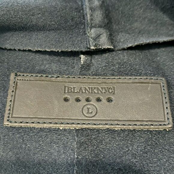 Blank NYC Jacket Large Dark Blue Faux Leather Zip Front Pockets - Picture 8 of 15